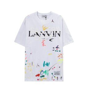 Lanvin hand-painted splash-ink white T-shirt